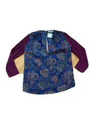 NWT SANDRO PARIS PAISLEY PRINT SHIRT WITH SOLID SLEEVES SIZE 1 (SMALL)