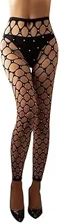 [Generic] Rhinestone Bra and Panties Set Plus Size Women Fun Hot Drill Silk Stockings Mesh Stockings Pajamas Silk Stockings with Drill Sexy Mesh Stockings Lingerie Bodysuit with Stockings