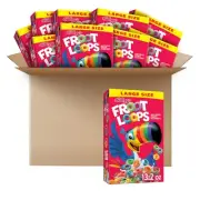 Froot Loops Cereal, Fruit Flavored, Vitamin C, 8.2lb Case, 10 Boxes