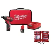 Milwaukee Hex Electric Screwdriver 1/4" Cordless w/ 45-Pcs Driver Bit Set 12V