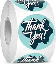 easykart labels 500 Blue Color Thank You Sticker Label 1.5" Round for Appreciation, Wedding Favors, Birthdays, Baby Shower and Small Business Owners (1 Roll)