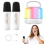yupeuooe Portable Karaoke Machine - Cordless Microphone Speaker Set,Led Light Design Music Player, Singing Machine Sound Box for Family Friends