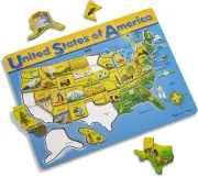 Melissa & Doug USA Map Wooden Puzzle (45 pcs) FREE AND FAST Shipping!