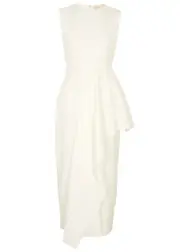 Roksanda Raya Draped Midi Dress, Dress, Ivory, Size 12 12