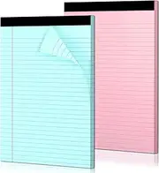 WINKIO Colored Legal Pads, 2 Pack Writing Pads 8.5 x 11 inch, Micro Perforated Notebooks with Sturdy Back, Wide Ruled, 30 Sheets Per Writing Pad for School, College, Office, Professional (Blue/Pink)