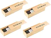 Vaguelly 4 Sets Interactive Dominoes Funny Domino Blocks for Adults Wood for Imagination and Coordination Activities