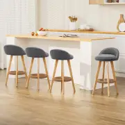 Dalvey Bar Stool Set of 4 Grey Linen Fabric Comfortable Stylish Design -GYX4