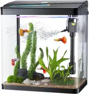 Fish Tank, 3 Gallon Glass Aquarium, 3 in 1 Fish Tank with Filter and Light, Desk