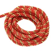 Twisted Cord Trim, 16 Yard 5mm 3-Ply Twine Braided Rope Thread String Red & Gold