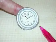 Miniature Modern LARGE Silver Wall Clock, WHITE Face: DOLLHOUSE 1 1/4" Diameter