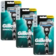 3x Gillette Mach 3 Men's Shaving Razor, 1 Pack, Mens Razors/ Blades | NEW AU