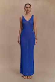Ari Tape Yarn Knit Maxi Dress - Cobalt Blue