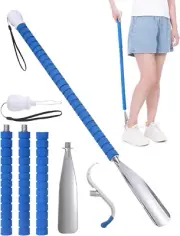 36.5 Inch Metal Extra Long Handled Shoe Horn - Adjustable Dressing Stick Aid for