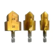 3PCS Stepped Drill Bit, Hexagon Shank Water Pipe Connection Tool 20/25/32mm9780