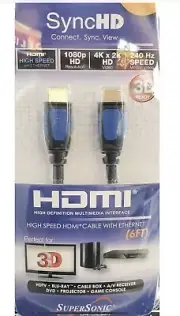 New Supersonic SC-614 6ft. High Speed HDMI cable with Ethernet Free Shipping