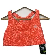 Umbro Comfort Control Sports Workout Bra Large Orange Print Pullover NEW 21B10