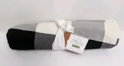 Pottery Barn Buffalo Check Table Throw Black Ivory 50” Square NWT