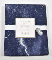 Pottery Barn Teen Storm Glow in the Dark Full Queen Duvet Cover Blue Lightning