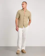 [Jag] Jag Men's Benny Cotton Boucle Knit Thru In Khaki Green Size Medium Medium Green