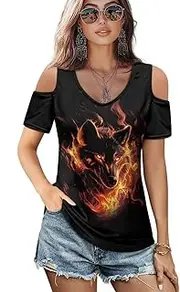 [ZFRXIGN] Cold Shoulder Tops for Women Size S-2XL Short Sleeve Shirts Going Out Top Square Neck Tee
