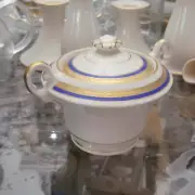 Syracuse Old Ivory Gold Encrusted Cobalt Blue Wayne Pattern Sugar Bowl Container