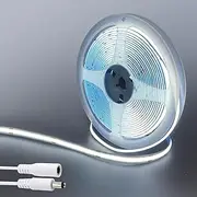 Clearhill 24V COB 480LED Strip Lights,32.8FT/10M（No Power Supply）,Cool White 6500K,480LEDs/M,with 5521DC Male and Female Connectors,8mm Width,Waterproof IP20,for DIY Home Indoor Decoration