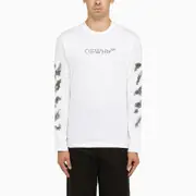 [Off-White™] White long-sleeved T-shirt XS Black