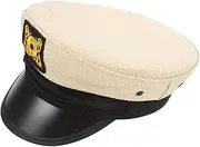 [Healvian] Captain Hat Adjustable Sailor Cap for Cosplay Beige Accessory for Parties Daily Wear and Gatherings Comfortable Breathable