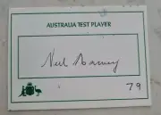 NEIL HARVEY CRICKET SIGNED IN PERSON AUSTRALIA TEST CARD BRADMAN INVINCIBLES