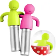2 Pieces Tea Infuser Stainless Steel Mesh Strainer for Teacups Teapots (Green, R
