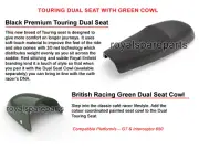 Royal Enfield GT & Interceptor 650cc Black Touring Dual Seat With Green Cowl