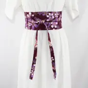 Wide Japanese Belt Corset Obi Floral Tie Waistband Kimono Yukata Retro Purple
