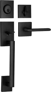 Handleset Front Door Entry Handle and Deadbolt Lock Set Slim Square Single Cylin