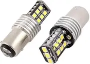 1157 BAY15D 15-SMD 2835 High Power 15W Super Bright White LED Light Bulbs for Car Auto Brake Turn Signal Taillight Parking Light (Pack of 2)