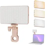 Pocket Clip-On Video Light Computer Tablet Mobile Phone Video Conference Light 2500K-9000K Dimmable Built-in Battery for Online Meeting Live Streaming Selfie Pink