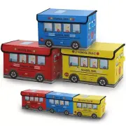 3pack Bus Storage Box for Kids,Foldable Toy Boxes Books,Toy bin with lid,toodler