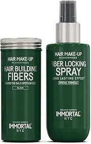 Immortal NYC Hair Building Fibers 20gr & Fibers Locking Spray 150ml 2 In 1 Set - Black