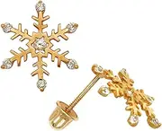[JewelryWeb] 14k Yellow Gold CZ Simulated Diamond Star Screw Back Earrings 11x10mm Stud Earring for Women