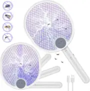 3 in 1 Electric Mosquito Racket Foldable Mosquito Killer 3000V USB Rechargea...