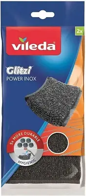 Vileda Glitzi Power INOX Steel Sponge for Stubborn Dirt, 2 Pieces