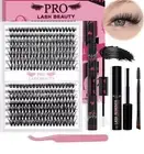 DIY Lash Extension Kit 280Pcs Lash Clusters Eyelash Extension Kit with Lash Bond