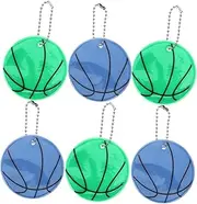 6 Pack Basketball Shape Reflective Keychains Glow Dark Night Bike Reflectors