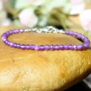 Natural Amethyst 3mm Beaded Bracelet Healing Crystal Protection for Women Gift