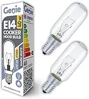 2 Pack of Premium Quality 40W Dimmable Cooker Hood Or Extraction Fan Light Bulb - E14 SES, T25 Tubular Incandescent Bulb. 2700K Warm White