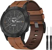 Strap for Garmin Fenix 6X, Fenix 6X Pro, Fenix 5X, Fenix 5X Plus, Fenix 7X, Fenix 3, Fenix 3 HR, 26 mm genuine leather replacement strap, Quick-Fit watch strap for Garmin Enduro, Quatix 3, D2 Delta PX