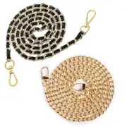 2 Pack Purse Strap Replacement Iron Gold Chain Strap + Leather Chain Strap