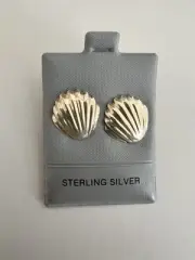 Sterling Silver Shell Earrings Vintage 1980s 1990s New