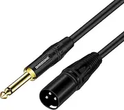 DREMAKE Mono 6.35mm 1/4’’ TS Male to XLR Male Audio Cable, Jack 6.35mm to XLR 3-Pin Interconnect Cord, 25FT Quarter Inch to XLR Unbalanced Mic Cable for Speakers, Stage, DJ, AMP, Studio Audio Console