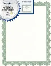 Geographics 39452 Parchment Paper Certificates, 8-1/2 x 11, Optima Green Border, 25/Pack