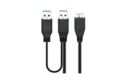 Goobay USB 3.0 Dual Power SuperSpeed Cable 0.3M for External 2.5 HardDisk - Black